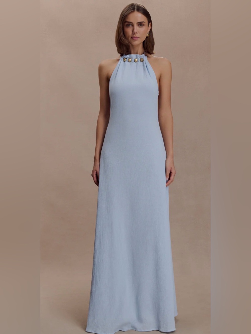 Meshki Abeda Cotton Maxi Dress With Hardware - Pale Blue